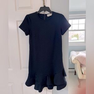 Eliza J Textured Short Sleeve Ruffle Hem Sheath Dress